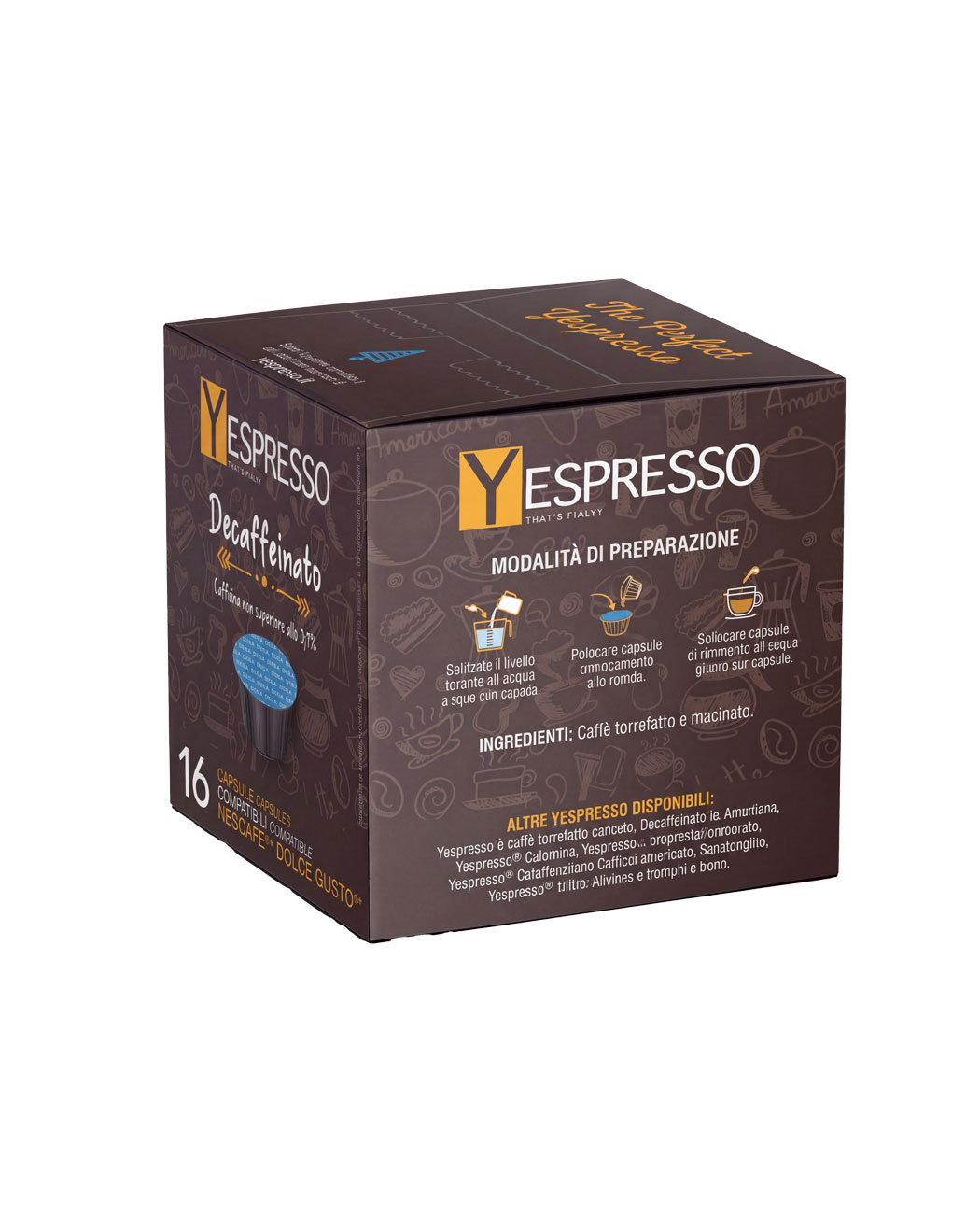 16 Capsule Yespresso Decaffeinato - Compatibile Dolce Gusto 16 Capsule Yespresso Decaffeinato - Compatibile Dolce Gusto, imaginea 2 – Kafferoma