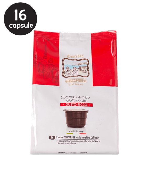16 Capsule Gattopardo Espresso Ricco – Compatibile Cafissimo / Caffitaly / BeanZ
