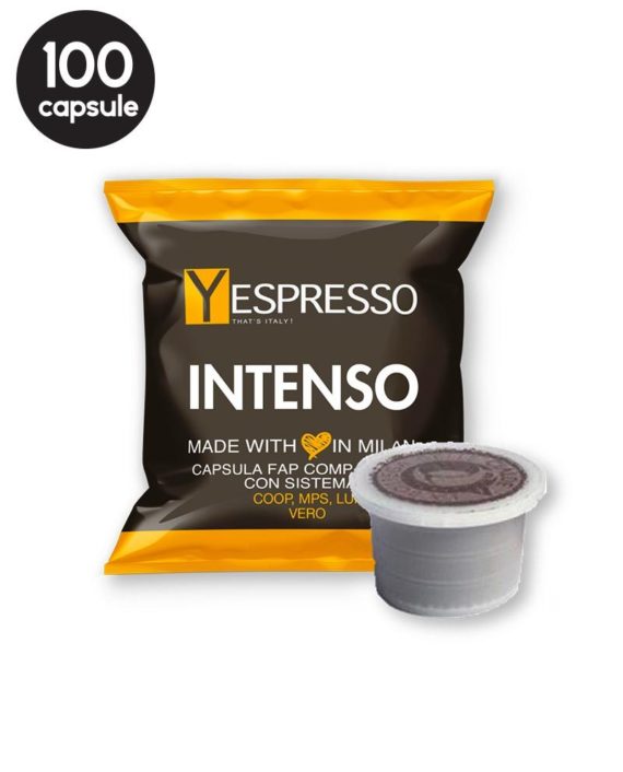 100 Capsule Yespresso Intenso – Compatibile Fior Fiore Coop / Aroma Vero / Martello / Mitaca