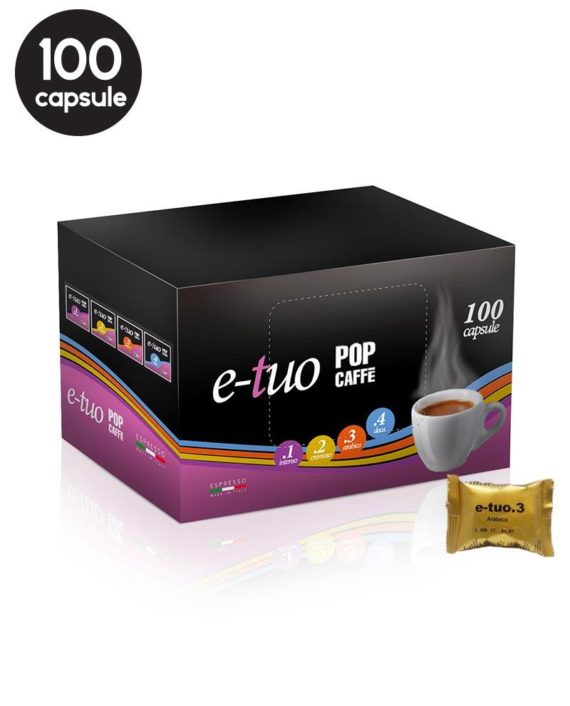 100 Capsule Pop Caffe Miscela 3 Arabica – Compatibile Fior Fiore Coop / Aroma Vero / Martello / Mitaca