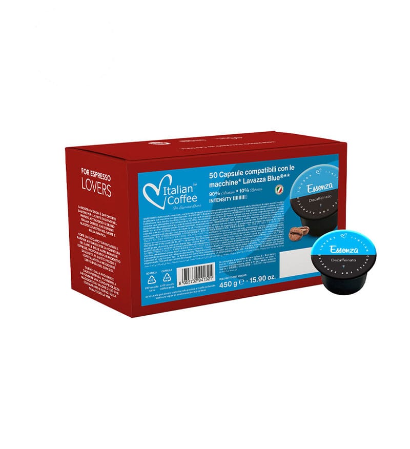 50 Capsule Italian Coffee Essenza Decaffeinato – Compatibile Lavazza Blue 50 Capsule Italian Coffee Essenza Decaffeinato – Compatibile Lavazza Blue