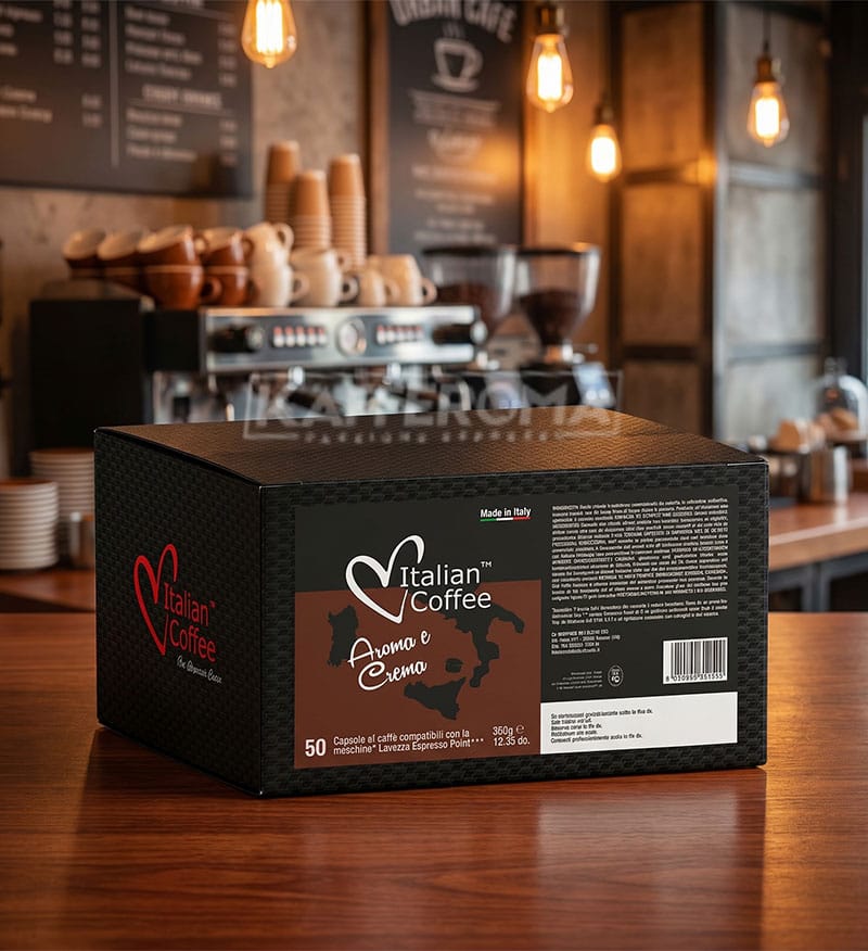 50 Capsule Italian Coffee Aroma e Crema – Compatibile Espresso Point 50 Capsule Italian Coffee Aroma e Crema – Compatibile Espresso Point