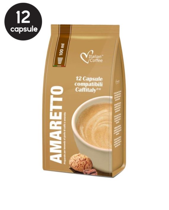 12 Capsule Italian Coffee Caffe Amaretto – Compatibile Cafissimo / Caffitaly / BeanZ