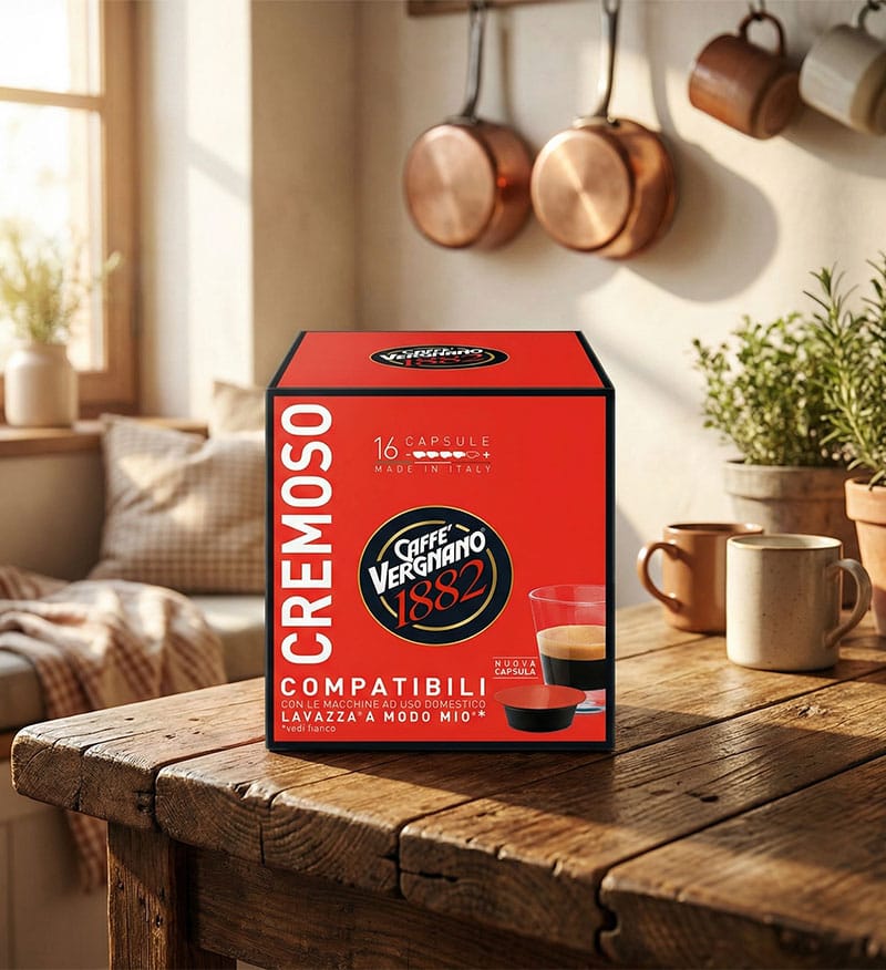 16 Capsule Caffe Vergnano Cremoso – Compatibile A Modo Mio 16 Capsule Caffe Vergnano Cremoso – Compatibile A Modo Mio