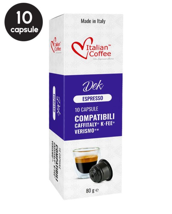 10 Capsule Italian Coffee Espresso Dek - Compatibile Cafissimo / Caffitaly / BeanZ