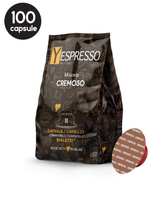 100 Capsule Yespresso Cremoso - Compatibile Bialetti Mokespresso