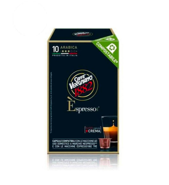 10 Capsule Biodegradabile Caffe Vergnano Espresso Oro Arabica - Compatibile Nespresso