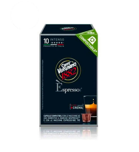 10 Capsule Biodegradabile Caffe Vergnano Espresso Intenso - Compatibile Nespresso