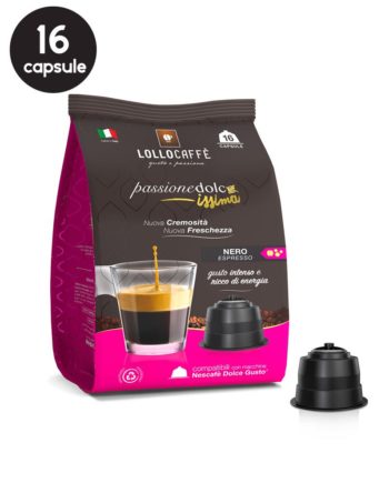 16 Capsule Lollo Caffe Espresso Nero - Compatibile Dolce Gusto