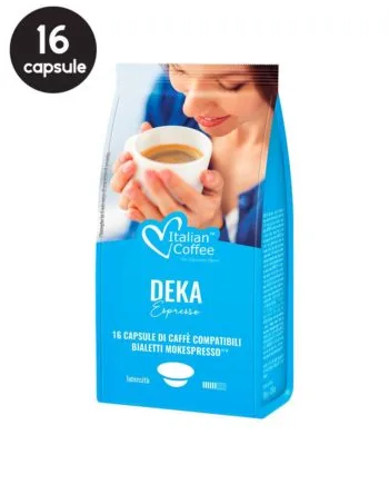 16 Capsule Italian Coffee Espresso Deka - Compatibile Bialetti Mokespresso