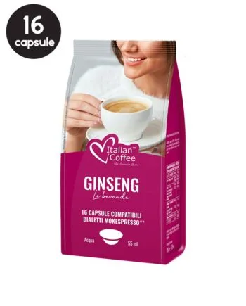 16 Capsule Italian Coffee Ginseng - Compatibile Bialetti Mokespresso