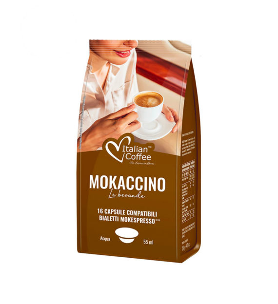 16 Capsule Italian Coffee Mokaccino - Compatibile Bialetti Mokespresso