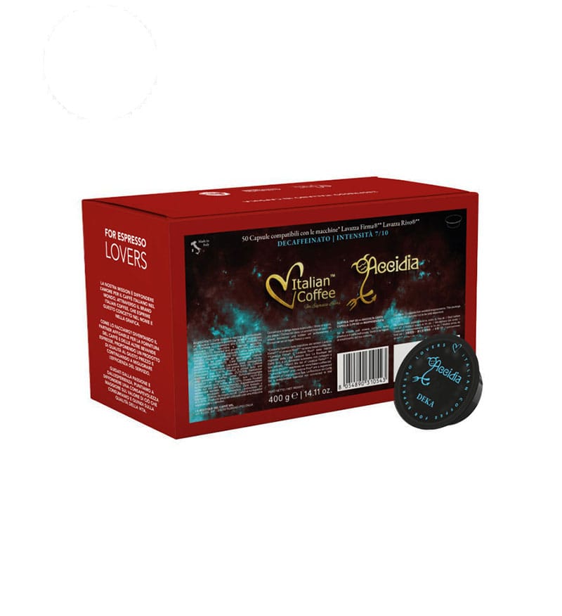 50 Capsule Italian Coffee Espresso Accidia Dek - Compatibile Lavazza Firma 50 Capsule Italian Coffee Espresso Accidia Dek - Compatibile Lavazza Firma