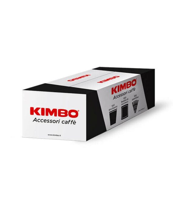 Kit Accesorii Kimbo - 100 pahare carton, 100 palete din bambus, 100 pliculete zahar
