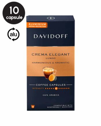 10 Capsule Aluminiu Davidoff Crema Elegant Lungo – Compatibile Nespresso