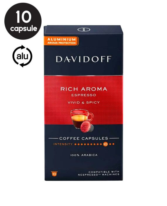 10 Capsule Aluminiu Davidoff Espresso Rich Aroma – Compatibile Nespresso