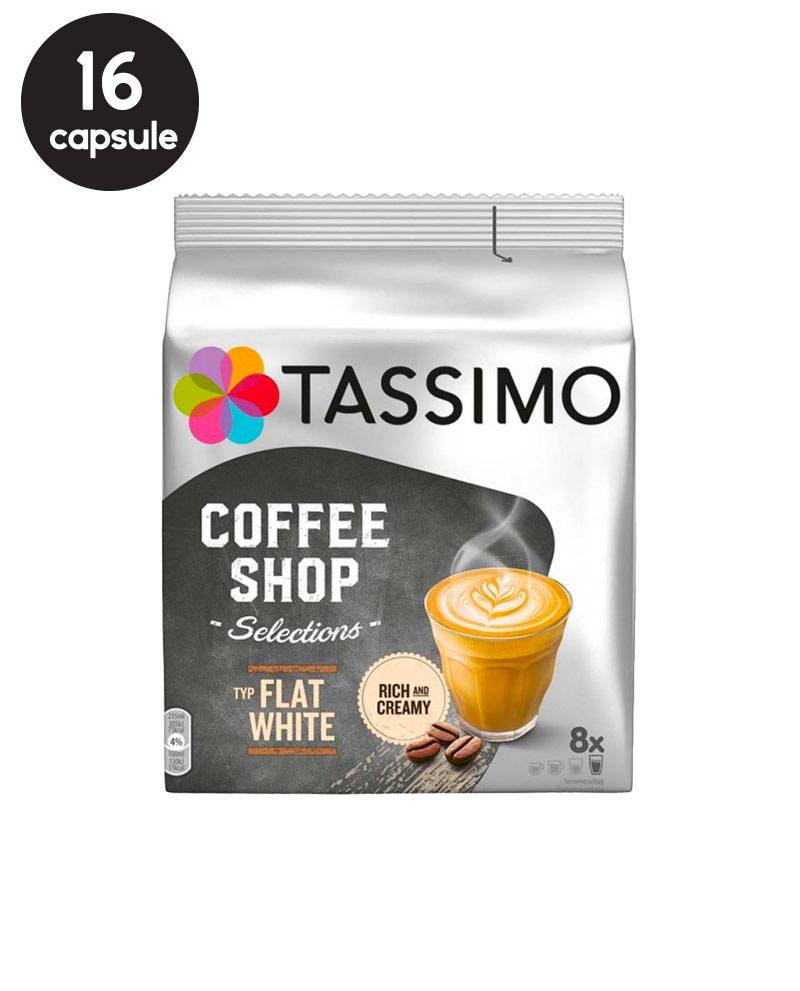 Coffee Shop Selections Flat White Compatible Tassimo Coffee Capsules Box 8  Drink