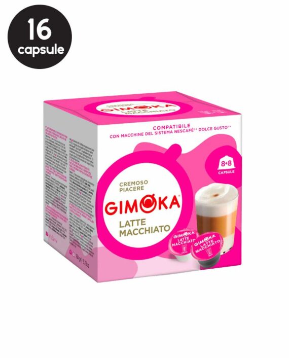 16 (8+8)Capsule Gimoka Latte Macchiato – Compatibile Dolce Gusto