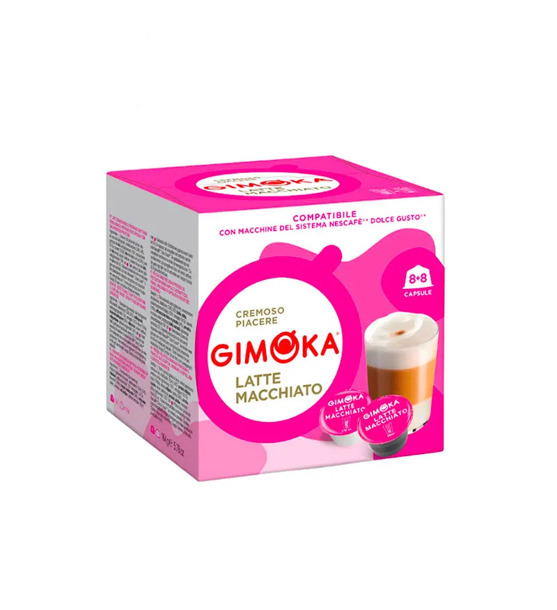 16 (8+8)Capsule Gimoka Latte Macchiato – Compatibile Dolce Gusto