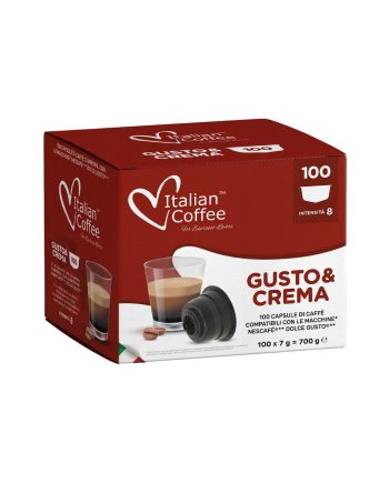 100 Capsule Italian Coffee Gusto e Crema - Compatibile Dolce Gusto – Kafferoma