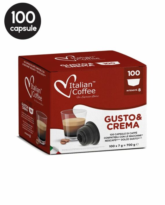 100 Capsule Italian Coffee Gusto e Crema - Compatibile Dolce Gusto