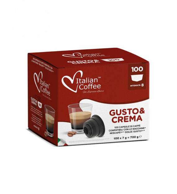 100 Capsule Italian Coffee Gusto e Crema - Compatibile Dolce Gusto
