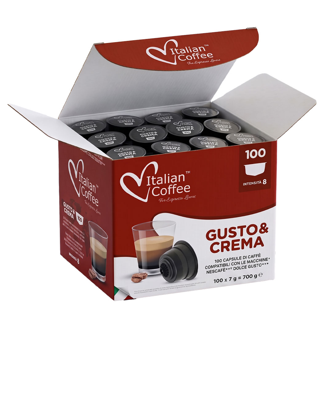 100 Capsule Italian Coffee Gusto e Crema - Compatibile Dolce Gusto 100 Capsule Italian Coffee Gusto e Crema - Compatibile Dolce Gusto, imaginea 2 – Kafferoma