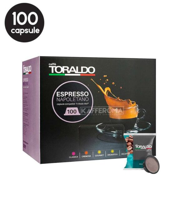 100 Capsule Caffe Toraldo Miscela Decaffeinato - Compatibile A Modo Mio
