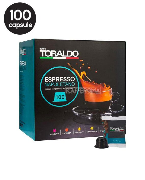 100 Capsule Caffe Toraldo Miscela Decaffeinato - Compatibile Cafissimo / Caffitaly / BeanZ
