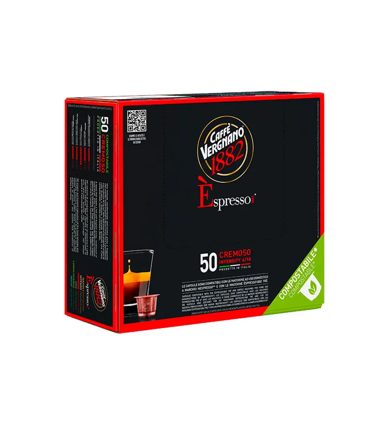 50 Capsule Biodegradabile Caffe Vergnano Espresso Cremoso - Compatibile Nespresso 50 Capsule Biodegradabile Caffe Vergnano Espresso Cremoso - Compatibile Nespresso