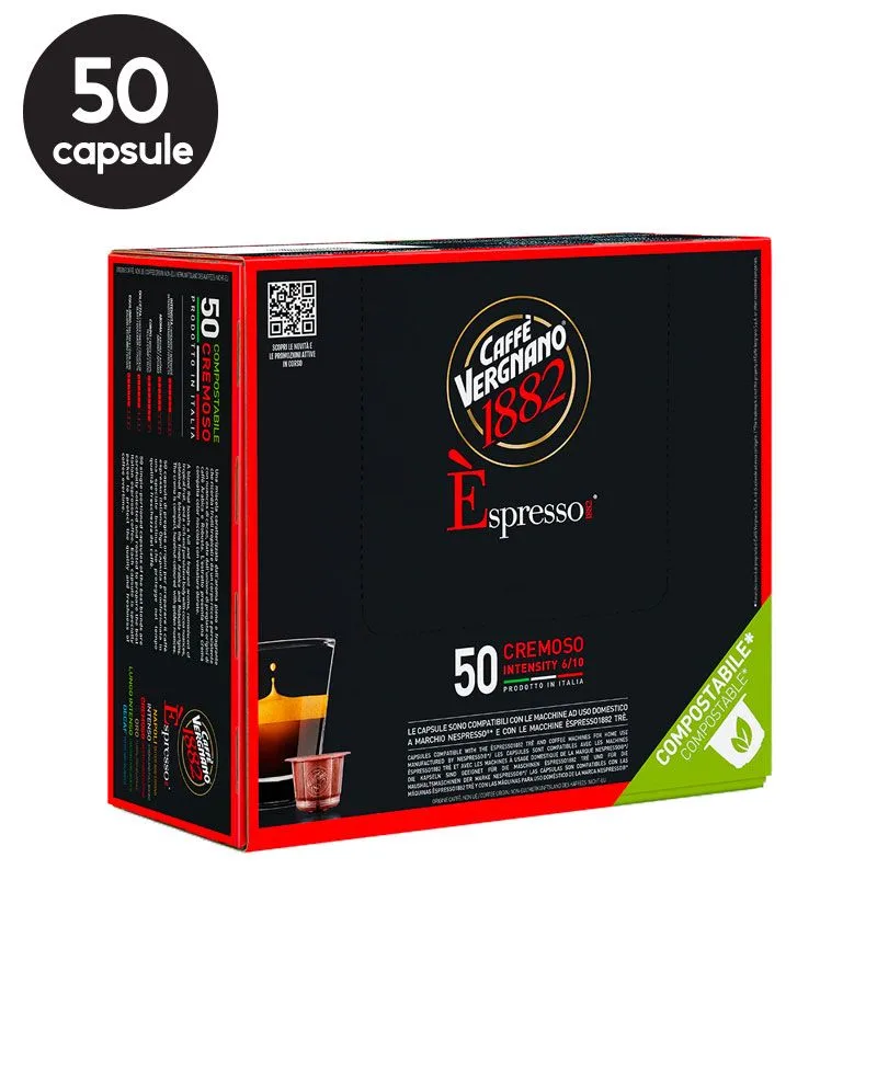 50 Capsule Biodegradabile Caffe Vergnano Espresso Cremoso - Compatibile Nespresso 50 Capsule Biodegradabile Caffe Vergnano Espresso Cremoso - Compatibile Nespresso