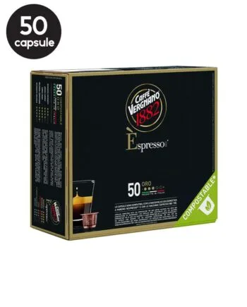 50 Capsule Biodegradabile Caffe Vergnano Espresso Oro Arabica - Compatibile Nespresso