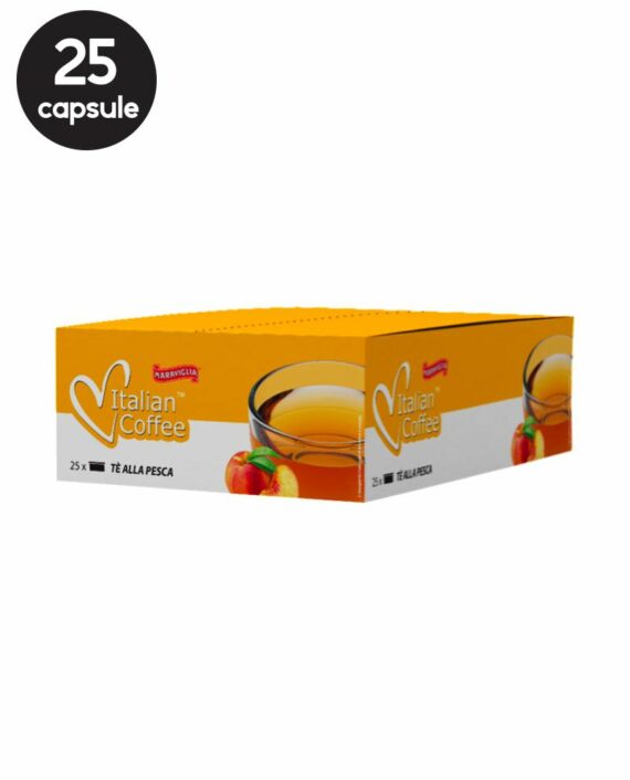 25 Capsule Italian Coffee Ceai Piersici – Compatibile Espresso Point