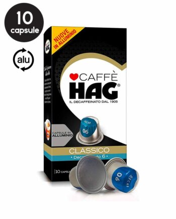 10 Capsule Aluminiu Caffe Hag Decaffeinato Classico – Compatibile Nespresso