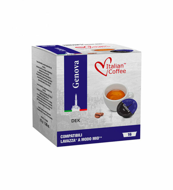 16 Capsule Italian Coffee Genova Decaffeinato - Compatibile A Modo Mio