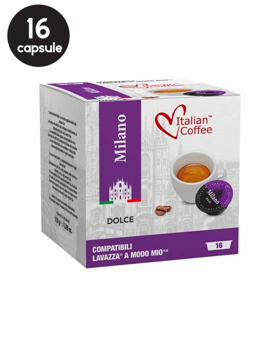 16 Capsule Italian Coffee Milano Dolce - Compatibile A Modo Mio