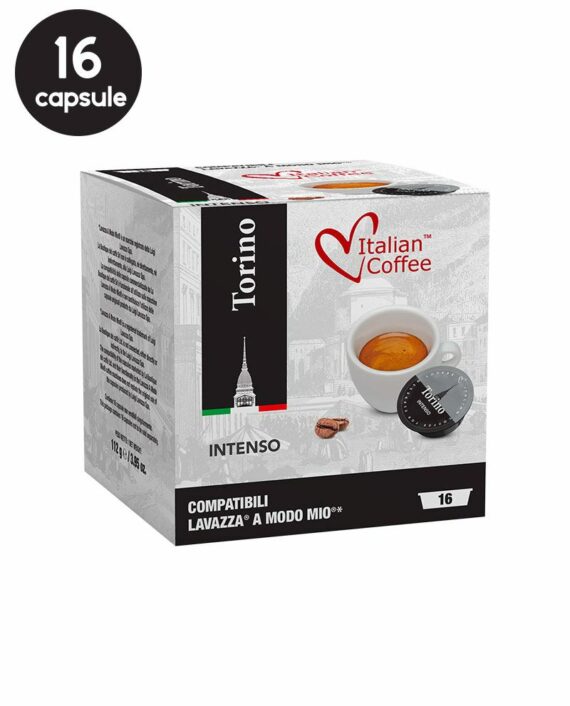16 Capsule Italian Coffee Torino Intenso - Compatibile A Modo Mio