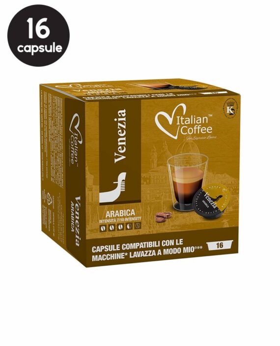 16 Capsule Italian Coffee Venezia Arabica - Compatibile A Modo Mio