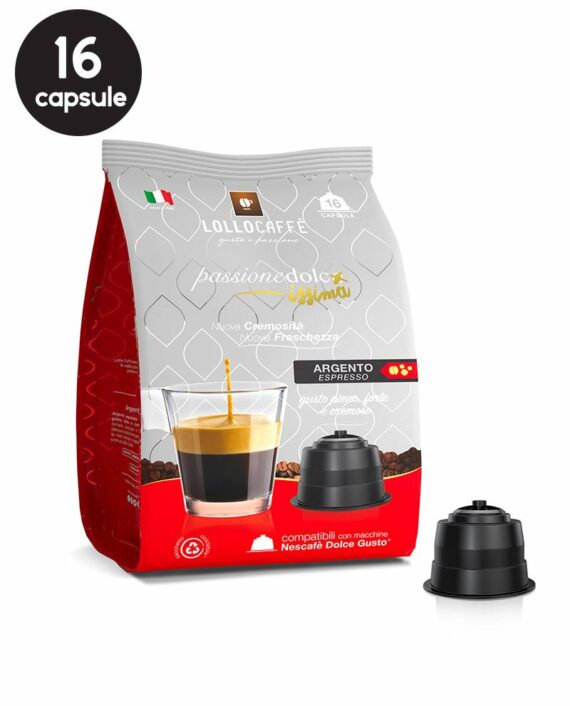 16 Capsule Lollo Caffe Espresso Argento - Compatibile Dolce Gusto