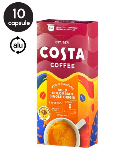 10 Capsule Aluminiu Costa Coffee Espresso Bold Colombian  – Compatibile Nespresso