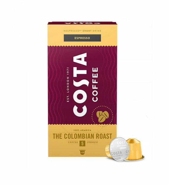 10 Capsule Aluminiu Costa Coffee Espresso Colombian Roast – Compatibile Nespresso