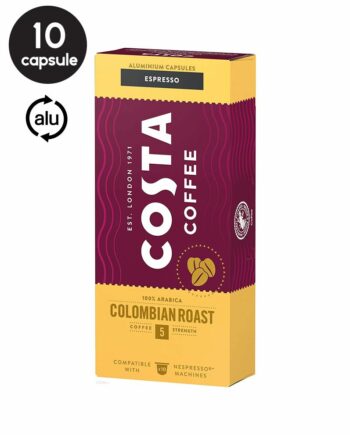 10 Capsule Aluminiu Costa Coffee Espresso Colombian Roast – Compatibile Nespresso