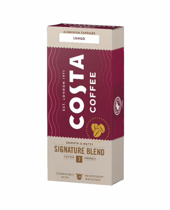 10 Capsule Aluminiu Costa Coffee Signature Blend Lungo – Compatibile Nespresso