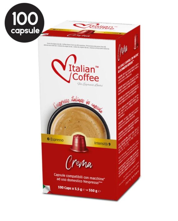 100 Capsule Italian Coffee Espresso Crema – Compatibile Nespresso