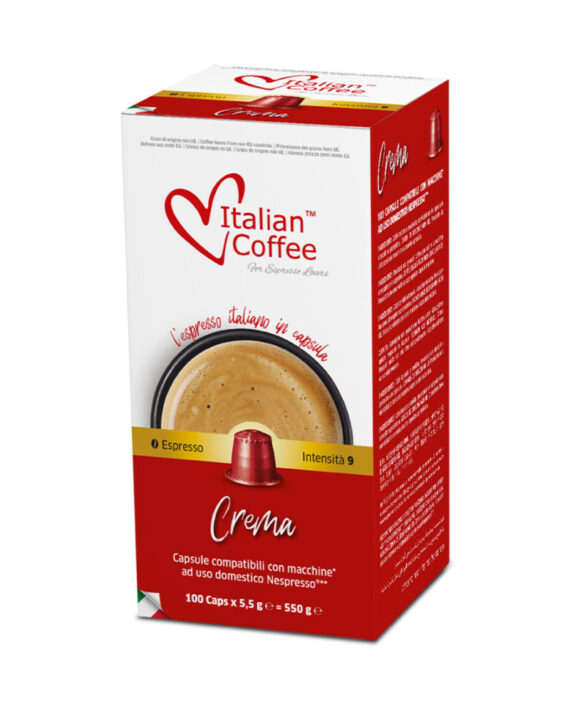 100 Capsule Italian Coffee Espresso Crema – Compatibile Nespresso