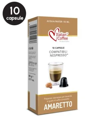 10 Capsule Italian Coffee Amaretto – Compatibile Nespresso