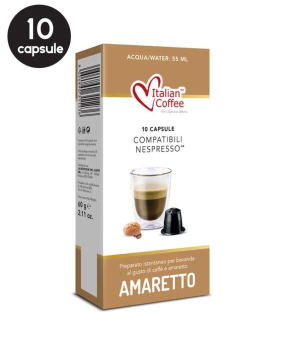 10 Capsule Italian Coffee Amaretto – Compatibile Nespresso