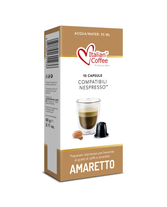 10 Capsule Italian Coffee Amaretto – Compatibile Nespresso