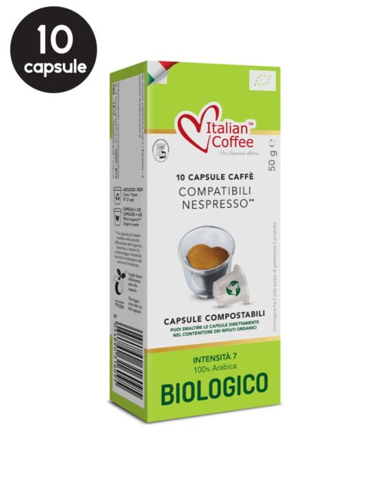 10 Capsule Italian Coffee Arabica Biologico – Compatibile Nespresso