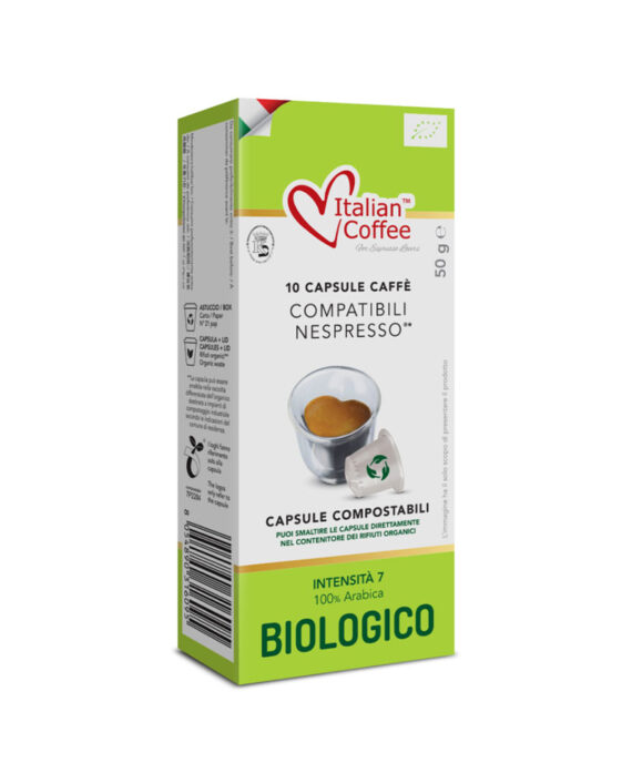 10 Capsule Italian Coffee Arabica Biologico – Compatibile Nespresso